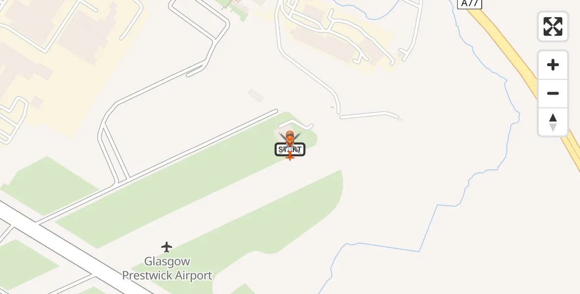 Flight path map showing Coastguard Helicopter route from Glasgow Prestwick Airport to Glasgow Prestwick Airport