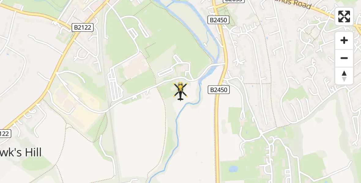 Flight path map showing Police Helicopter route from Leatherhead to Leatherhead