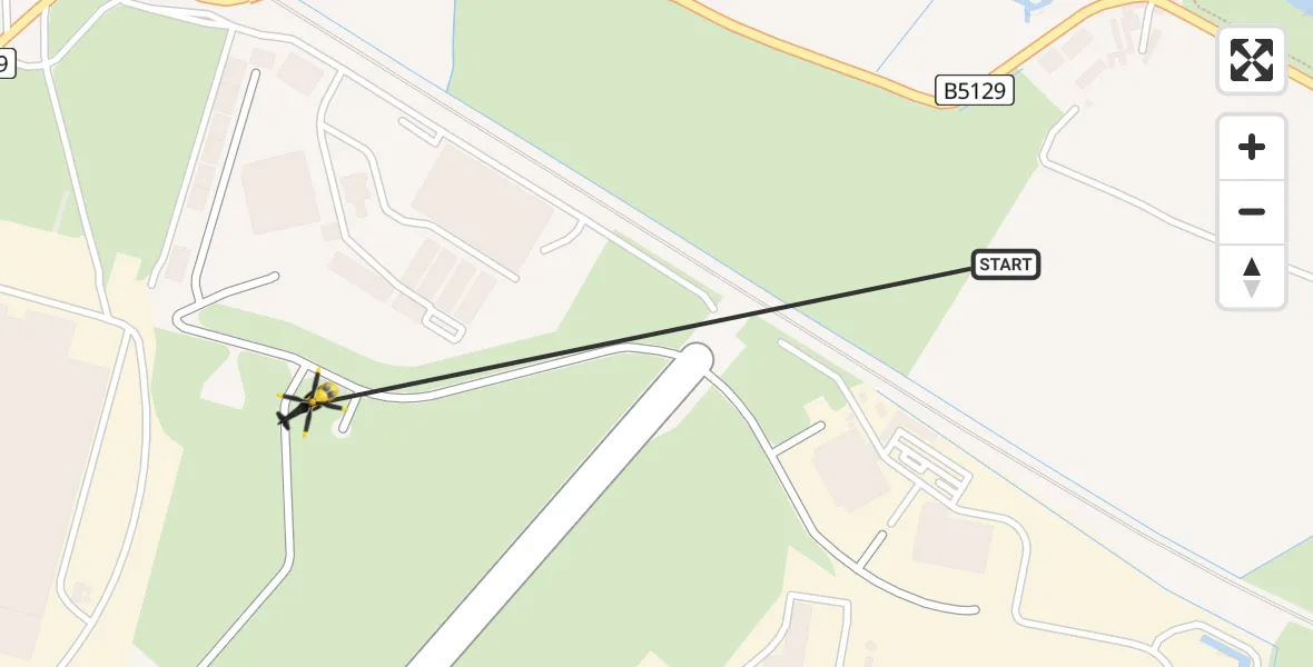 Flight path map showing Police Helicopter route from Hawarden Airport to Hawarden Airport