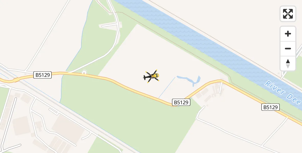 Flight path map showing Police Helicopter route from Hawarden Airport to Hawarden Airport