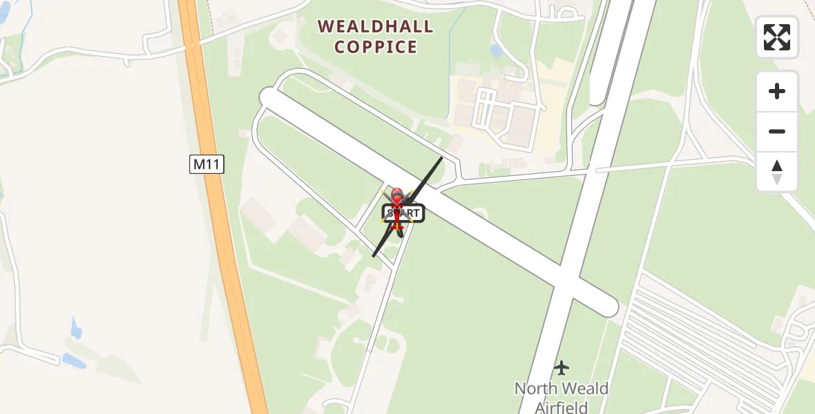 Routekaart van de vlucht: Air Ambulance Helicopter to North Weald Airfield