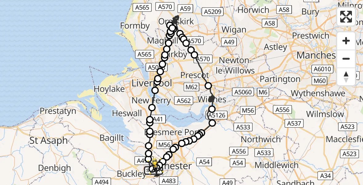 Routekaart van de vlucht: Police Helicopter to Hawarden Airport