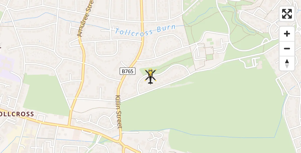 Flight path map showing Police Helicopter route from Glasgow to Glasgow