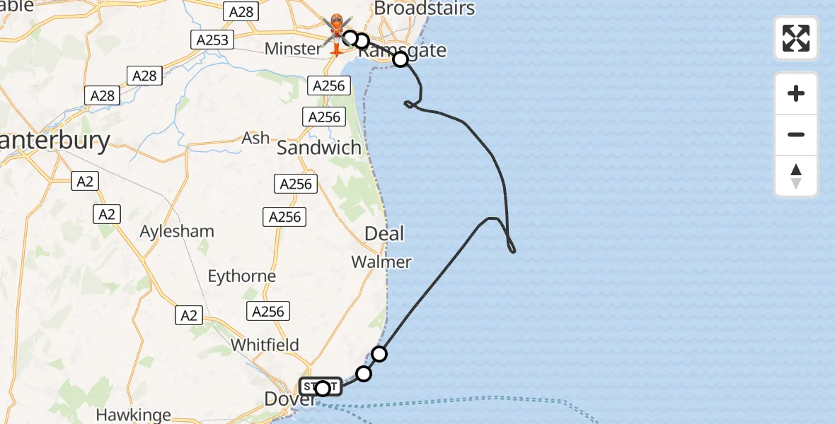 Routekaart van de vlucht: Coastguard Helicopter to Manston Airport