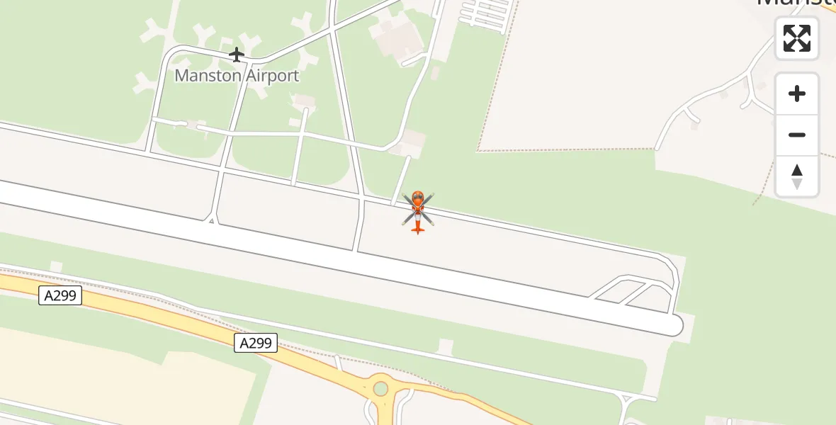 Flight path map showing Coastguard Helicopter route from Manston Airport to Manston Airport