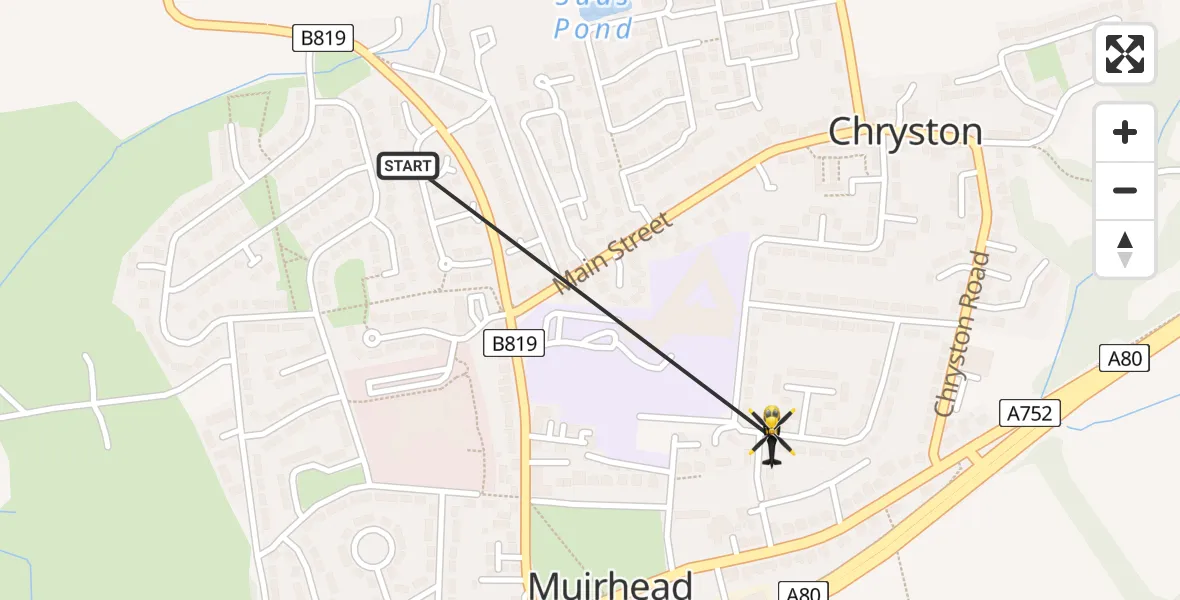 Routekaart van de vlucht: Police Helicopter to Chryston, Millbrae Avenue
