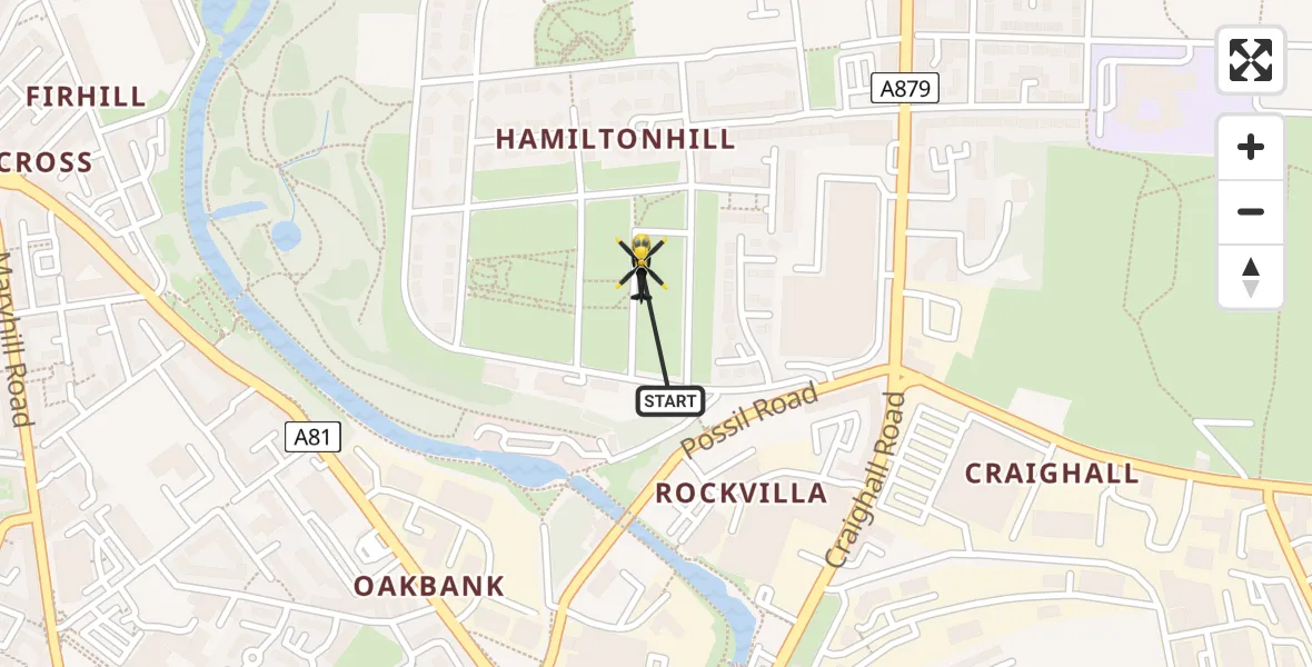 Flight path map showing Police Helicopter route from Glasgow to Glasgow