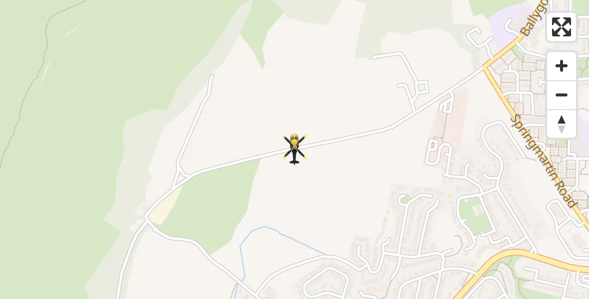 Flight path map showing Police Helicopter route from Belfast City District to Belfast City District