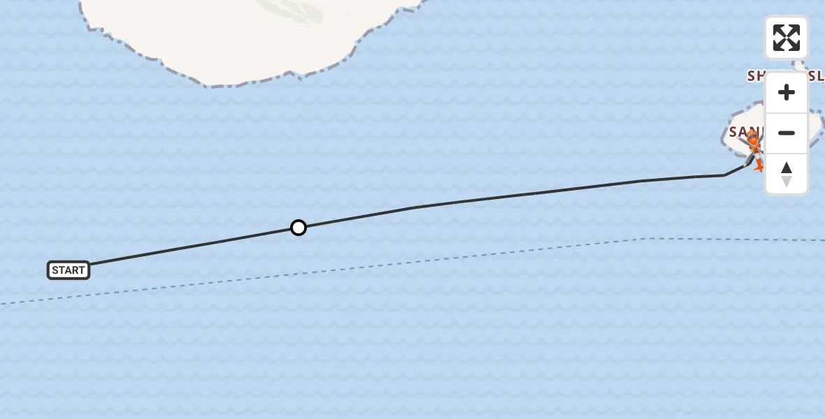 Flight path map showing Coastguard Helicopter route from Irish Sea to Inner Seas