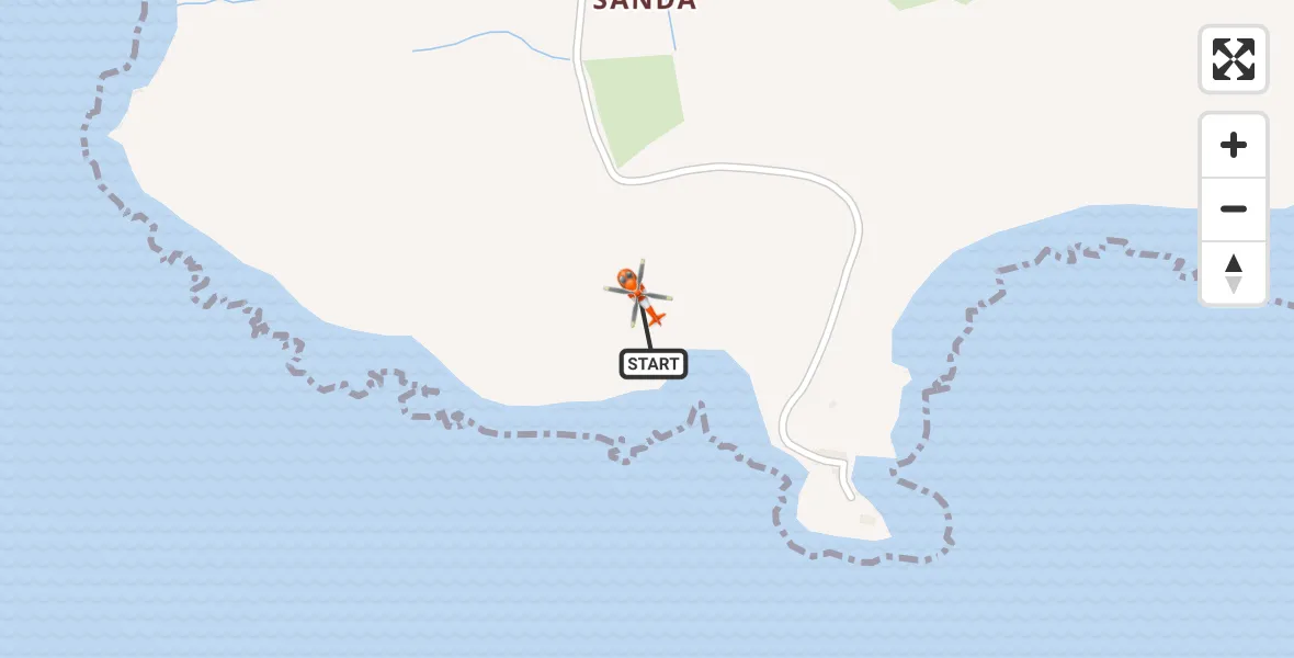 Flight path map showing Coastguard Helicopter route from Inner Seas to Inner Seas