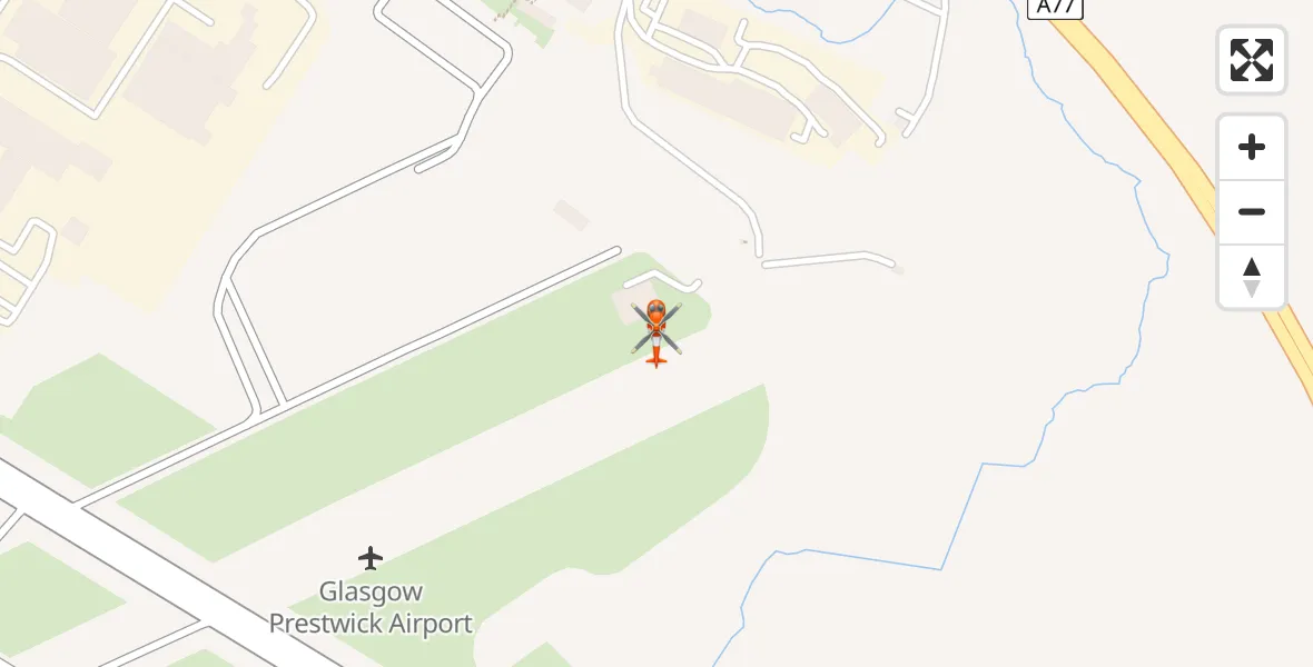 Flight path map showing Coastguard Helicopter route from Glasgow Prestwick Airport to Glasgow Prestwick Airport