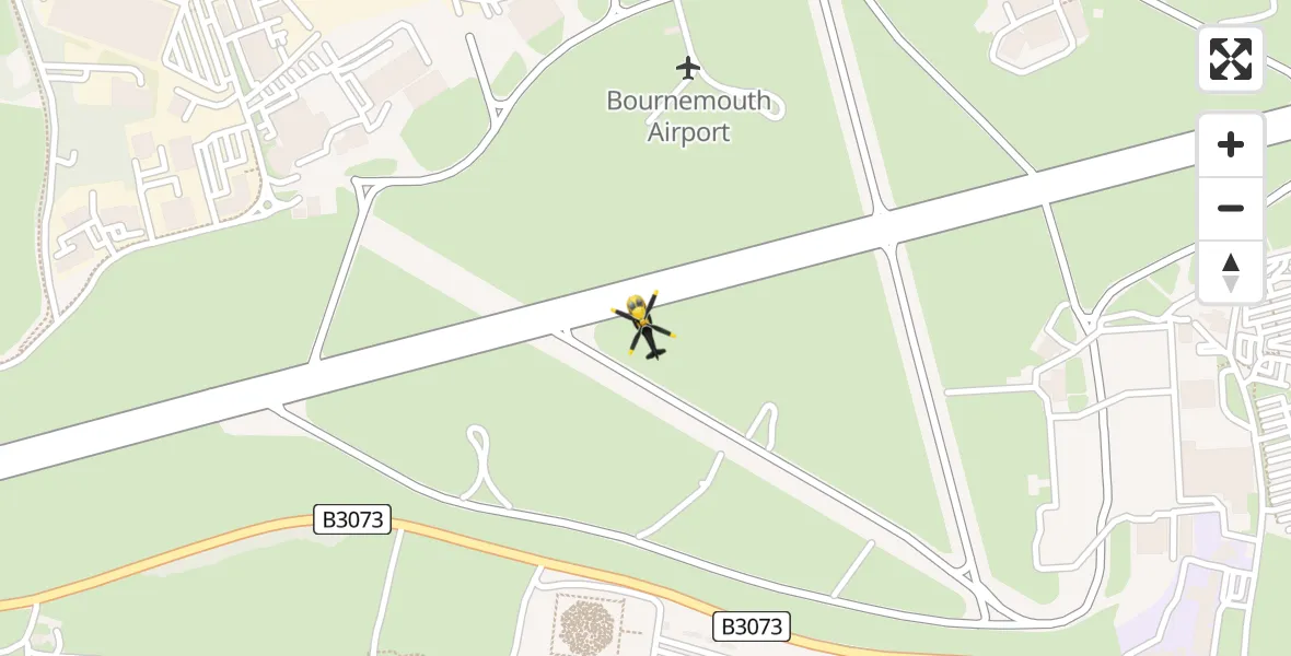 Flight path map showing Police Helicopter route from Bournemouth Airport to Bournemouth Airport