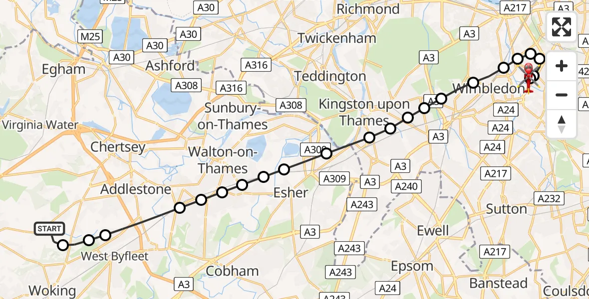 Routekaart van de vlucht: Air Ambulance Helicopter to St Georges Hospital