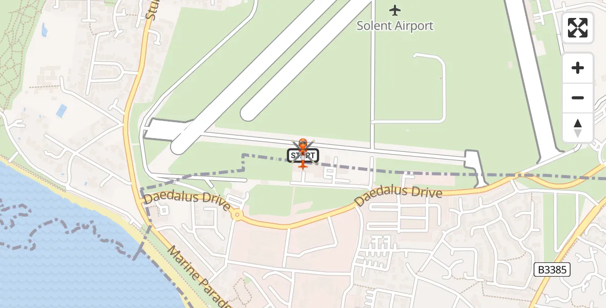 Flight path map showing Coastguard Helicopter route from Solent Airport to Solent Airport