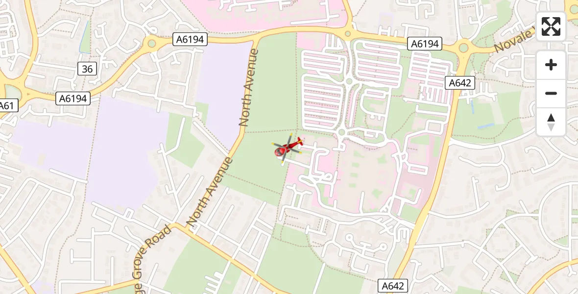 Routekaart van de vlucht: Air Ambulance Helicopter to Stanley, Aberford Road