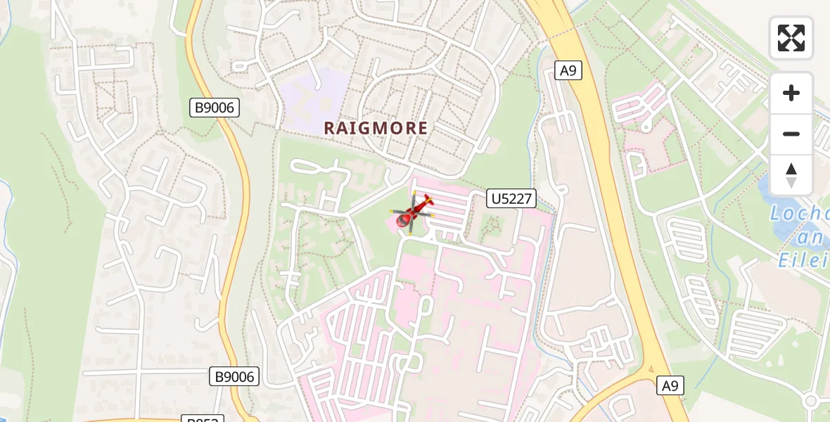 Flight path map showing Air Ambulance Helicopter route from Inverness to Inverness