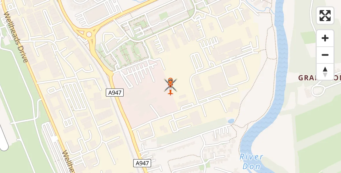 Flight path map showing Coastguard Helicopter route from Stoneywood to Stoneywood