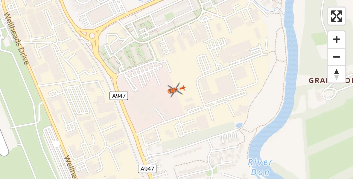 Routekaart van de vlucht: Coastguard Helicopter to Stoneywood, Wellheads Avenue