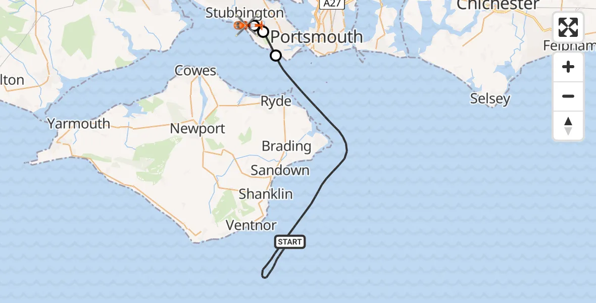 Routekaart van de vlucht: Coastguard Helicopter to Solent Airport