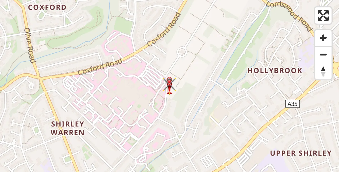 Routekaart van de vlucht: Air Ambulance Helicopter to University Hospital Southampton