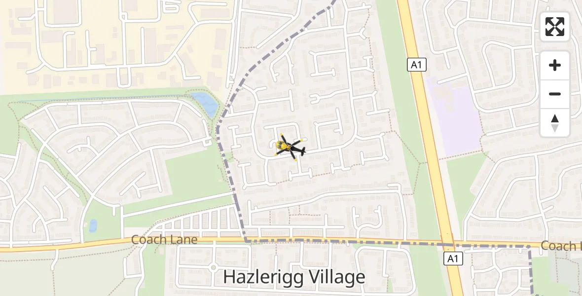 Routekaart van de vlucht: Police Helicopter to Wideopen, Beacon Drive