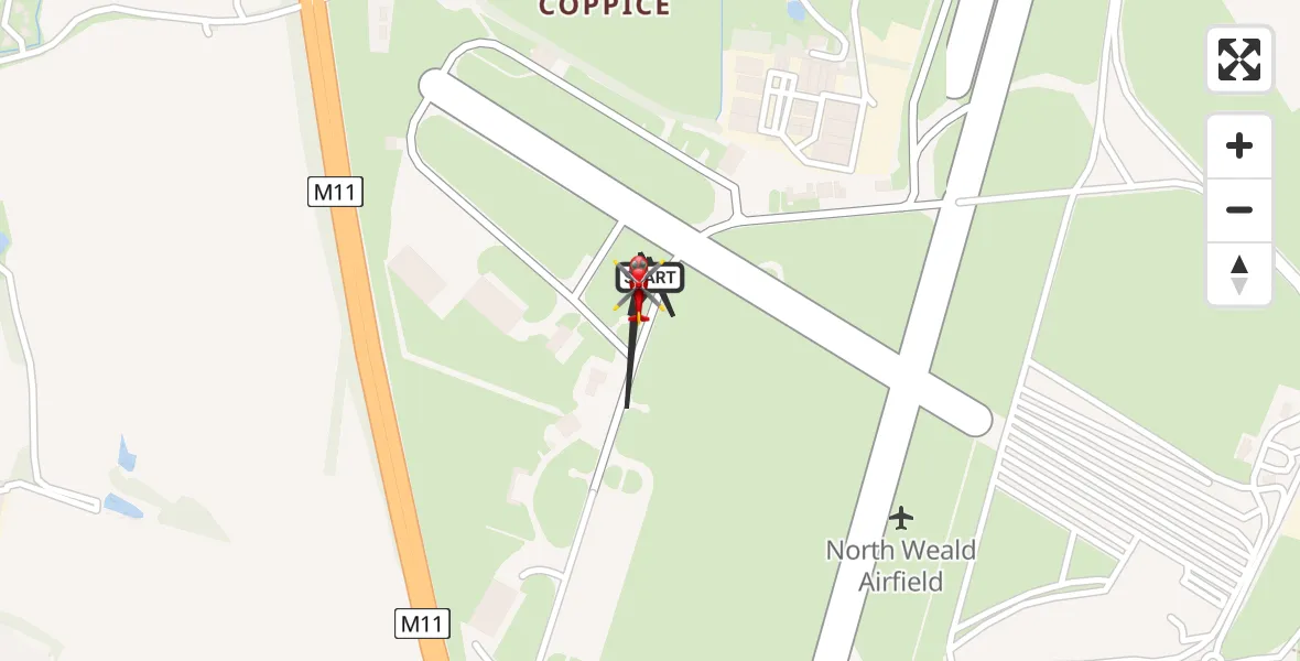 Flight route Air Ambulance Helicopter North Weald Airfield - North Weald Airfield, 04 April 2026, 07:37
