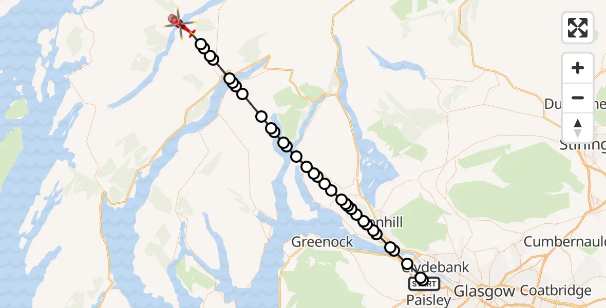 Routekaart van de vlucht: Air Ambulance Helicopter to Loch Awe