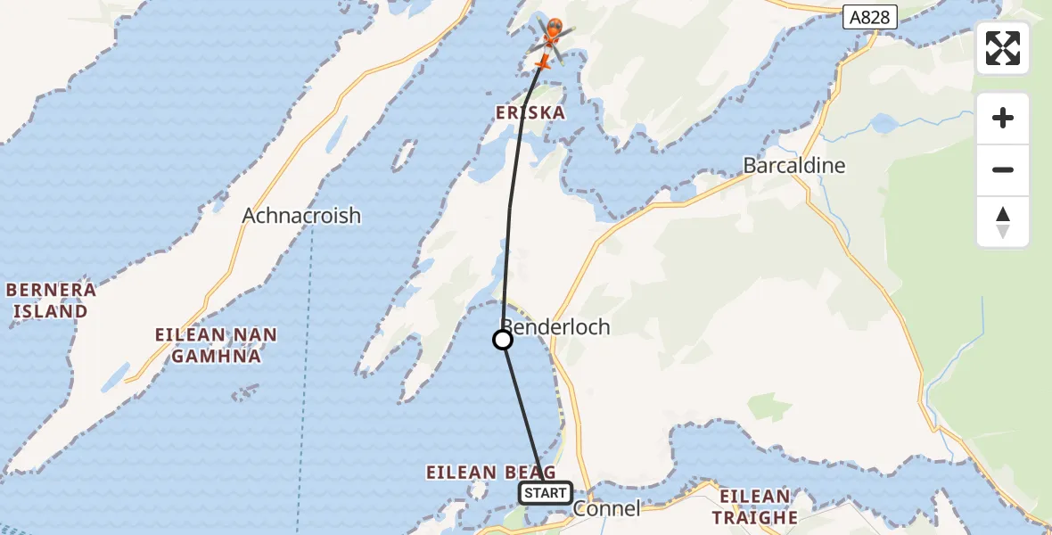 Flight route Coastguard Helicopter Oban Airport - Inner Seas, 04 April 2026, 09:19