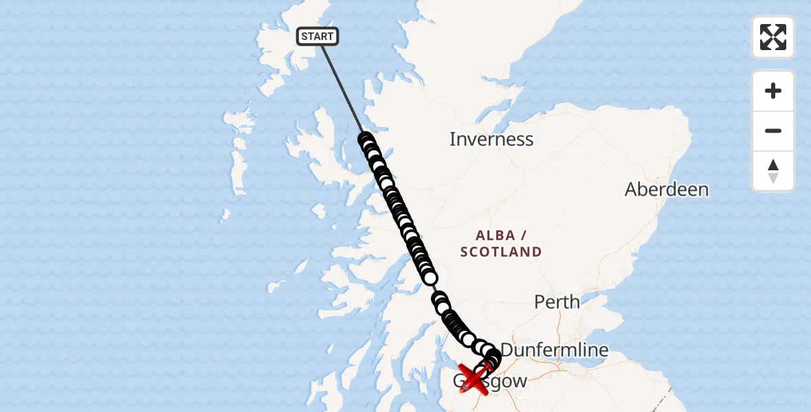 Routekaart van de vlucht: Air Ambulance Aircraft to Glasgow Airport