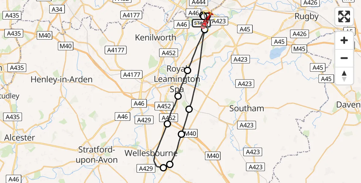 Flight route Air Ambulance Helicopter Coventry Airport - Coventry Airport, 04 April 2026, 09:25