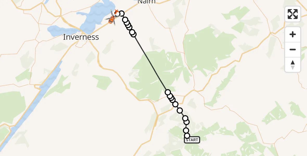 Flight route Coastguard Helicopter Highland - Inverness Airport, 04 April 2026, 10:19
