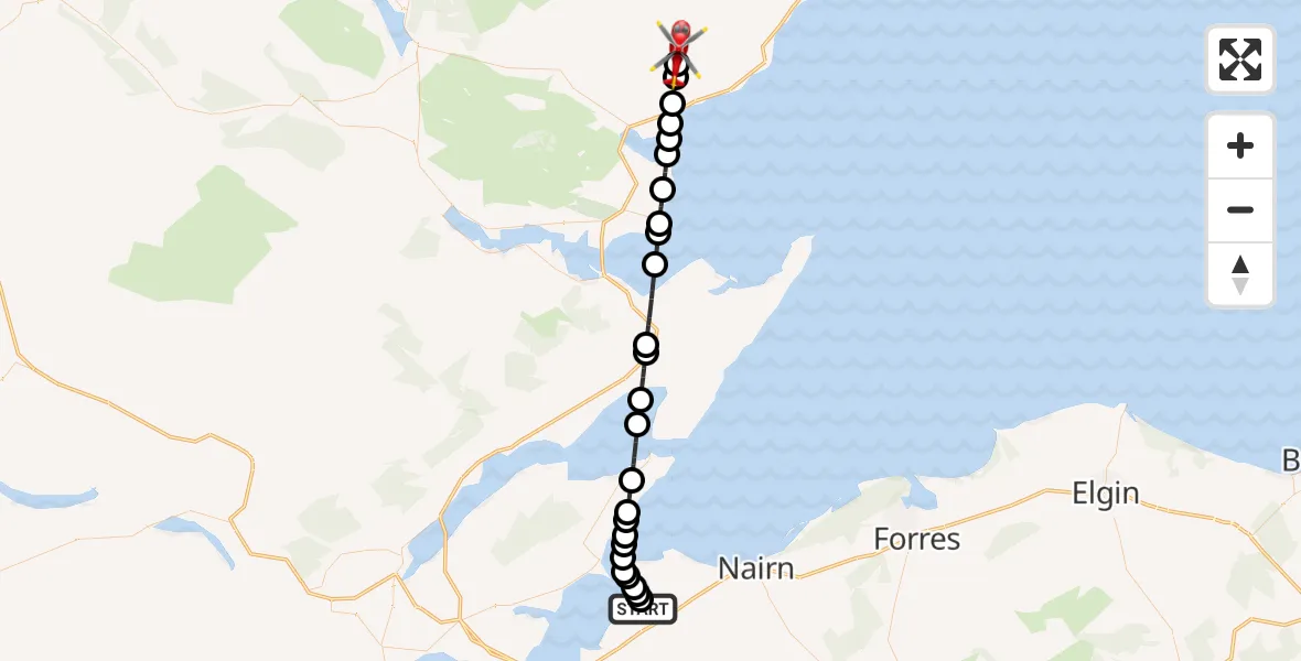 Flight route Air Ambulance Helicopter Inverness Airport - Highland, 04 April 2026, 10:35