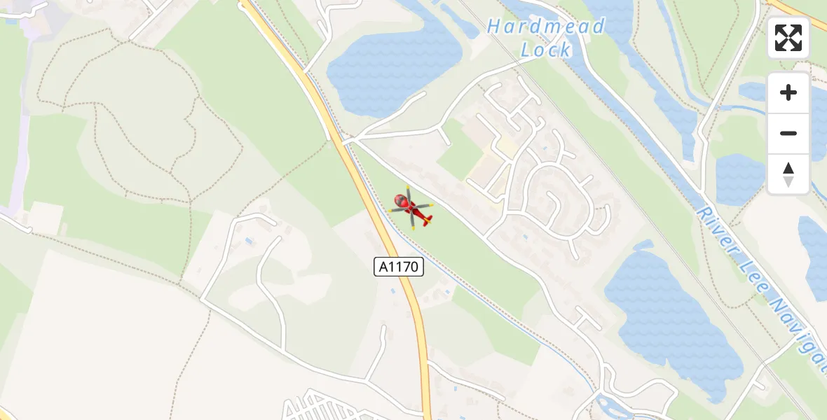 Flight route Air Ambulance Helicopter Great Amwell - Great Amwell, 04 April 2026, 10:43