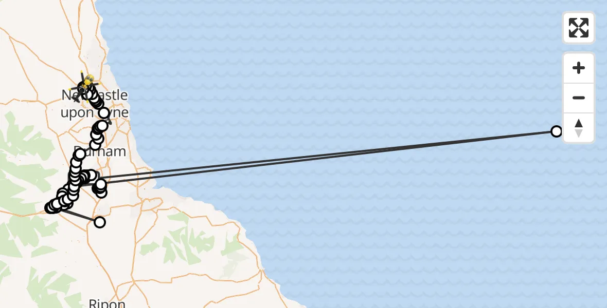 Routekaart van de vlucht: Police Helicopter to Newcastle International Airport