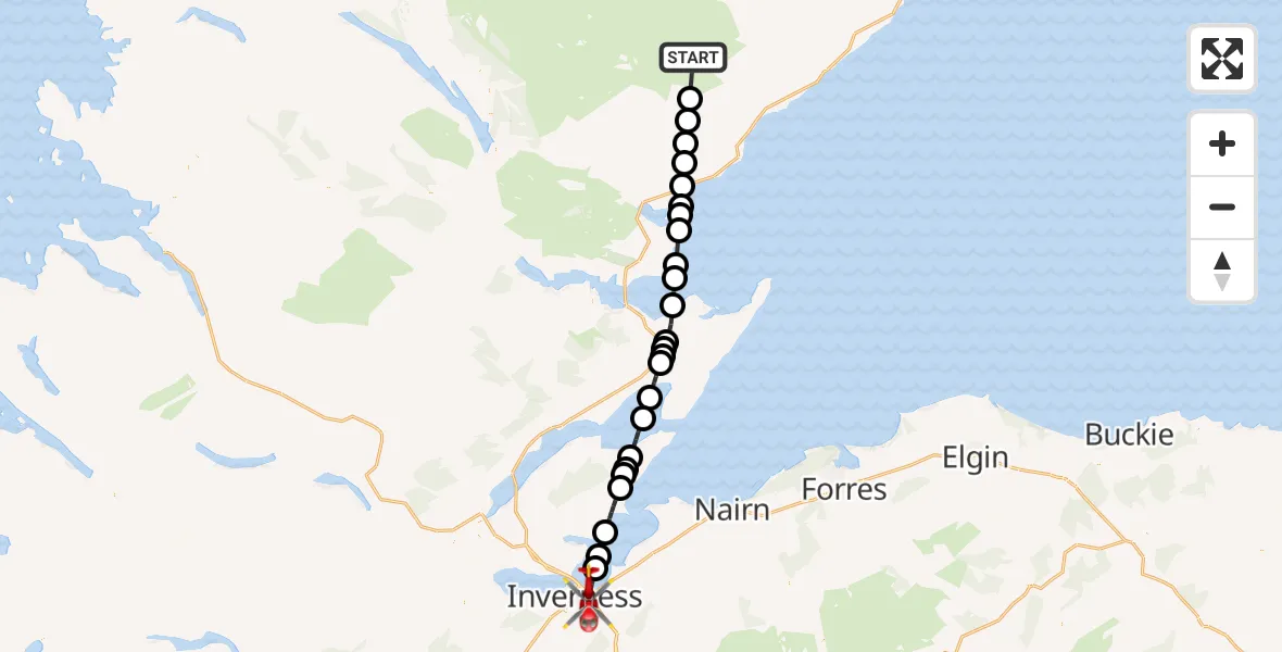 Flight route Air Ambulance Helicopter Highland - Inverness, 04 April 2026, 11:49