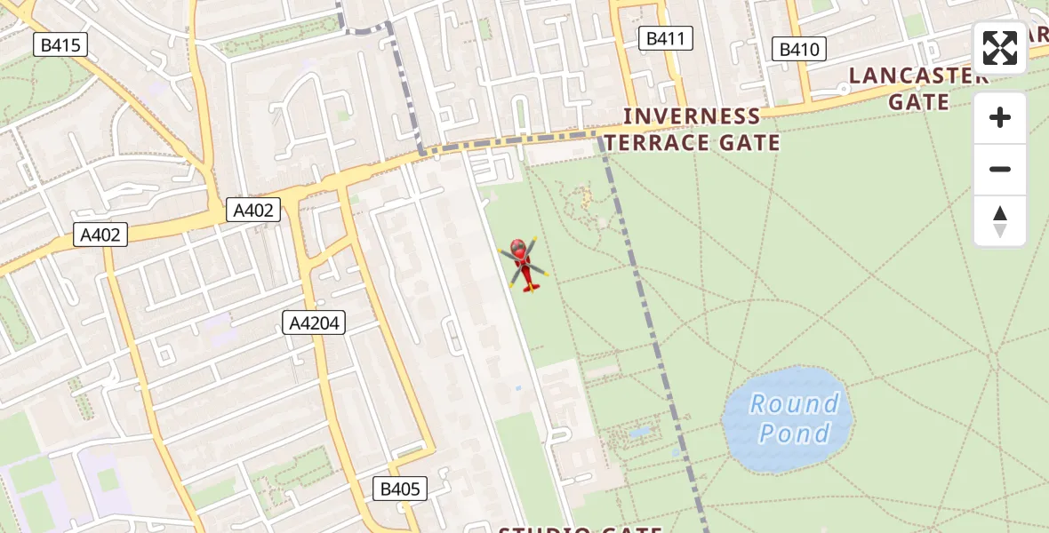 Flight route Air Ambulance Helicopter South Kensington - South Kensington, 04 April 2026, 12:32