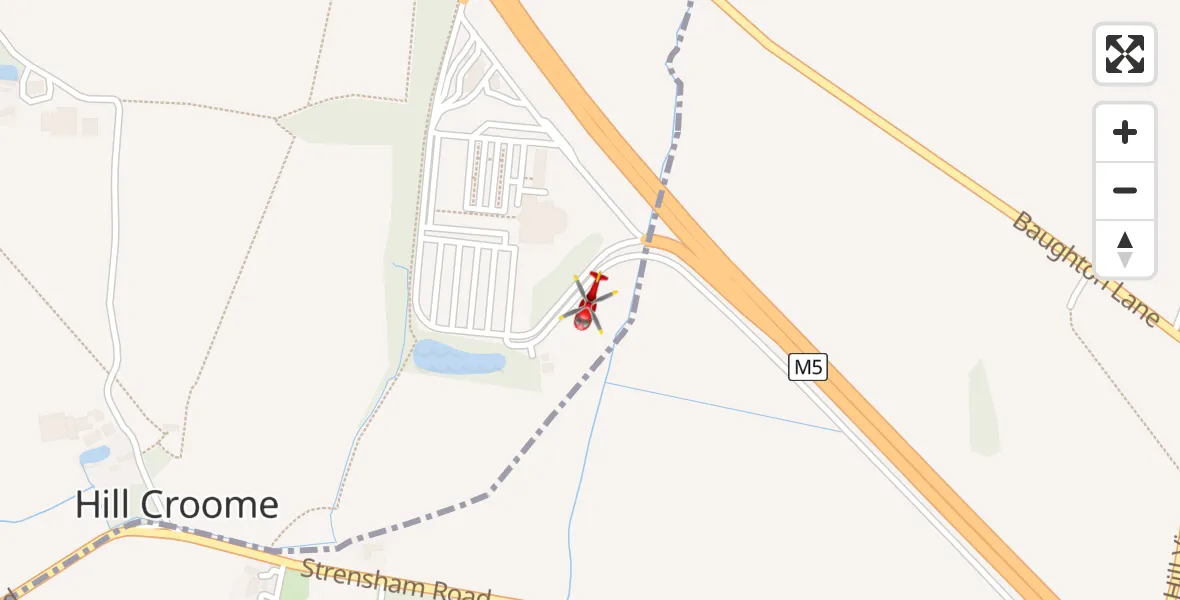 Routekaart van de vlucht: Air Ambulance Helicopter to Hill Croome