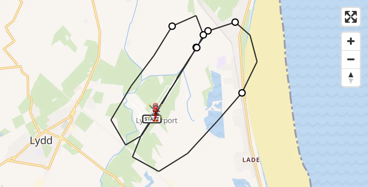 Flight route Air Ambulance Helicopter Lydd London Ashford Airport - Lydd London Ashford Airport, 04 April 2026, 13:16