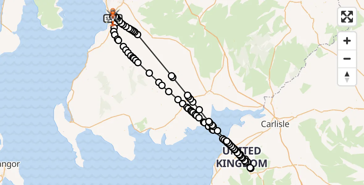 Flight route Coastguard Helicopter Glasgow Prestwick Airport - Glasgow Prestwick Airport, 04 April 2026, 13:42