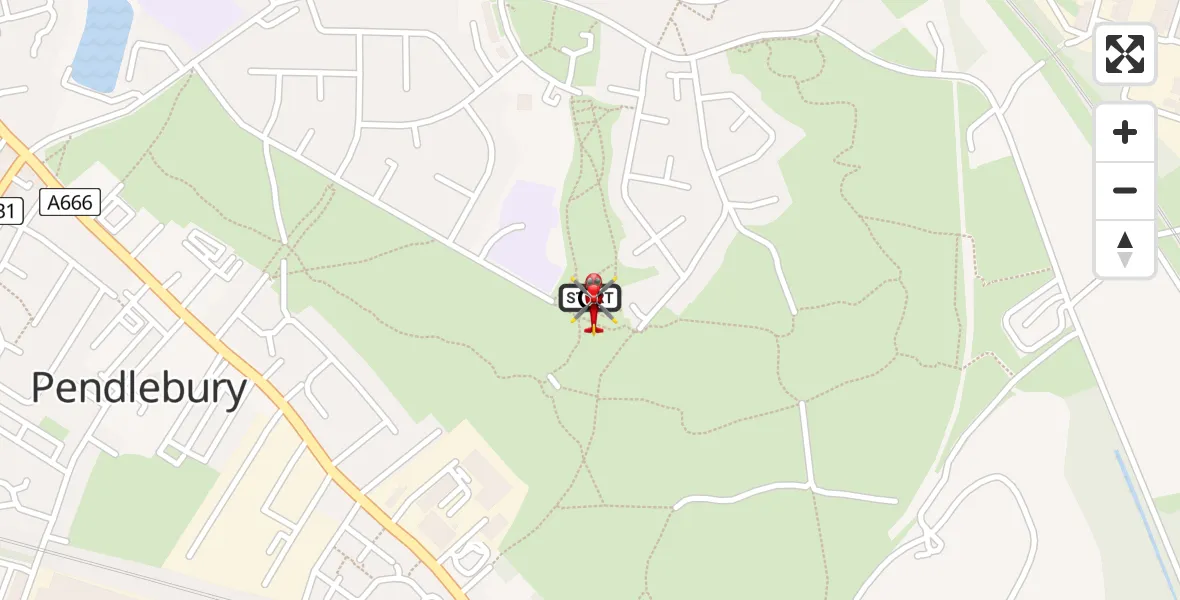 Flight route Air Ambulance Helicopter Pendlebury - Pendlebury, 04 April 2026, 13:44