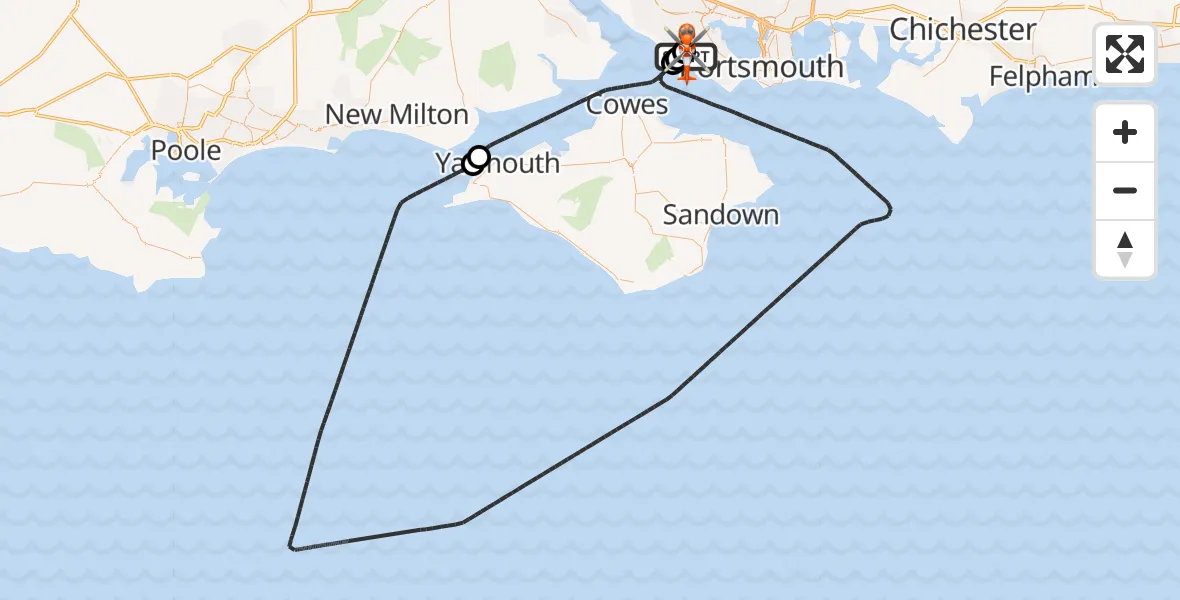 Flight route Coastguard Helicopter Solent Airport - Solent Airport, 04 April 2026, 14:09