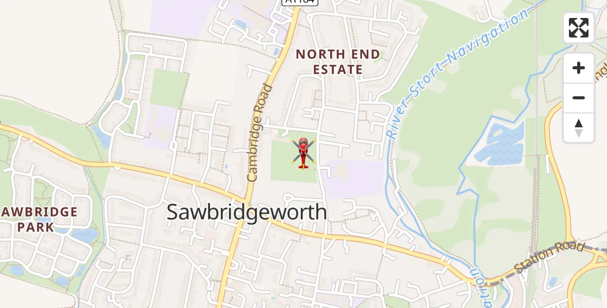 Flight route Air Ambulance Helicopter Sawbridgeworth - Sawbridgeworth, 04 April 2026, 14:26
