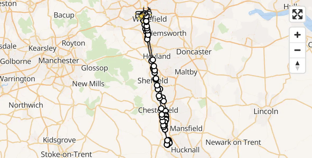 Flight route Police Helicopter Wrenthorpe - Wrenthorpe, 04 April 2026, 15:21