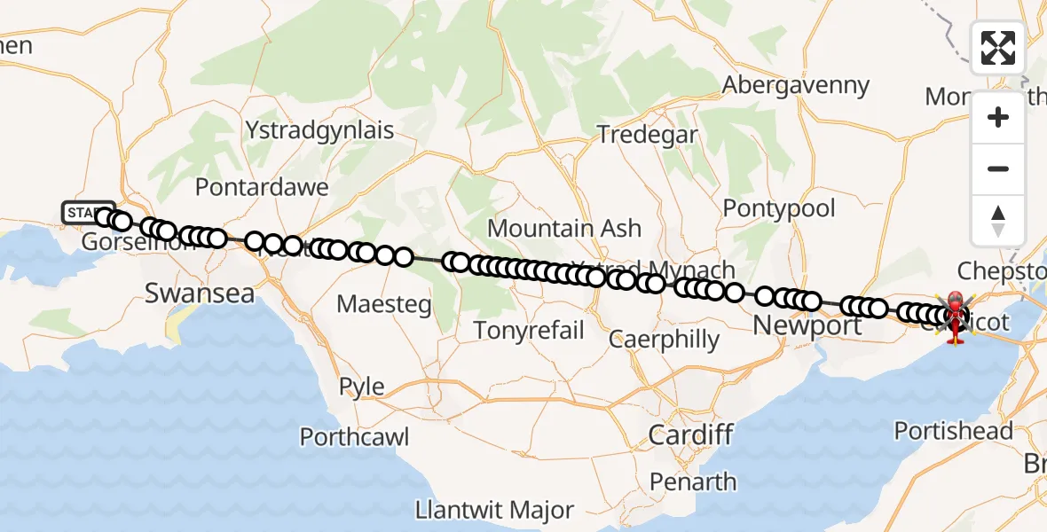 Flight route Air Ambulance Helicopter Dafen - Rogiet, 04 April 2026, 17:17