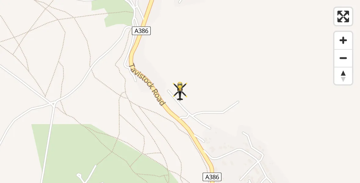 Routekaart van de vlucht: Police Helicopter to Horrabridge, North Road