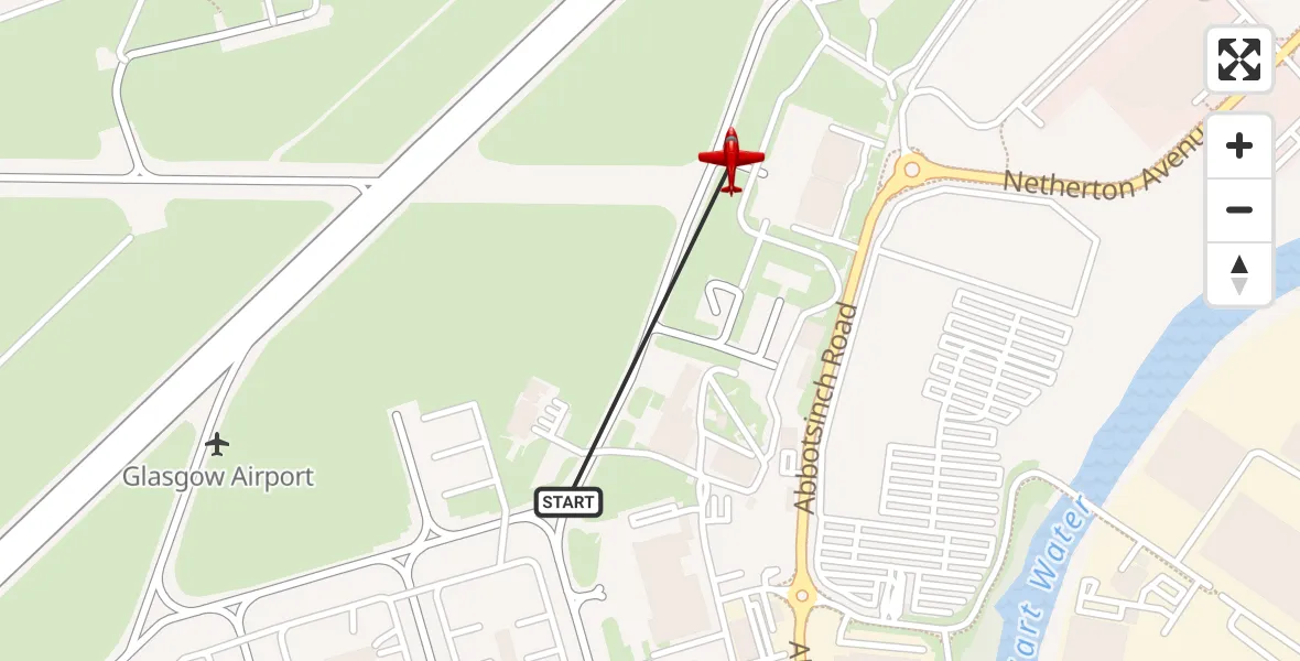 Routekaart van de vlucht: Air Ambulance Aircraft to Glasgow Airport