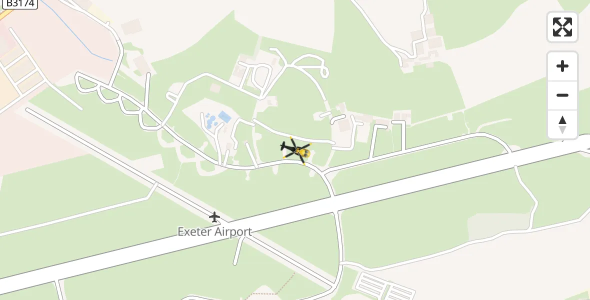 Flight route Police Helicopter Exeter International Airport - Exeter International Airport, 04 April 2026, 18:02