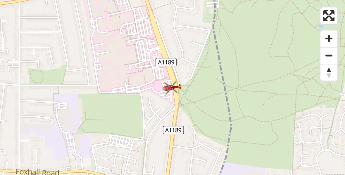 Flight route Air Ambulance Helicopter Ipswich Hospital - Ipswich Hospital, 04 April 2026, 18:48