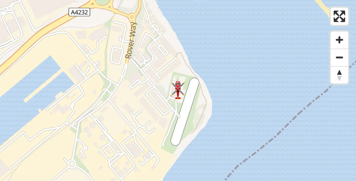 Flight route Air Ambulance Helicopter Cardiff Heliport - Cardiff Heliport, 04 April 2026, 18:58