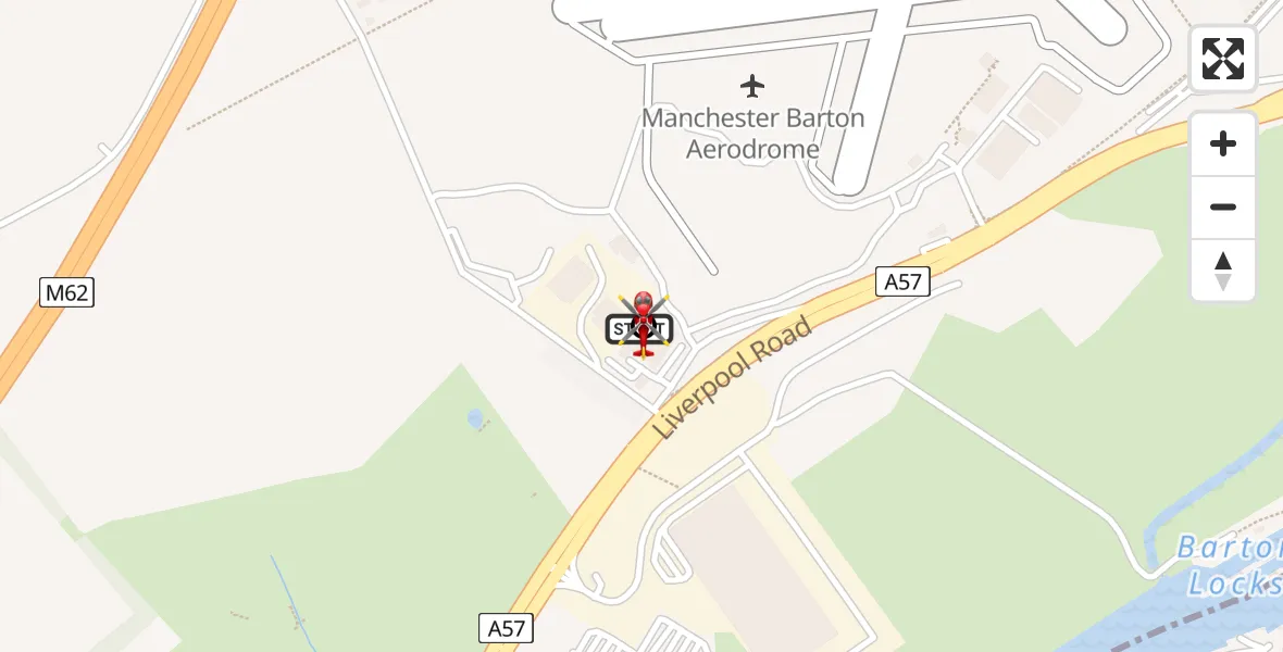 Flight route Air Ambulance Helicopter Manchester Barton Aerodrome - Irlam, 04 April 2026, 19:03